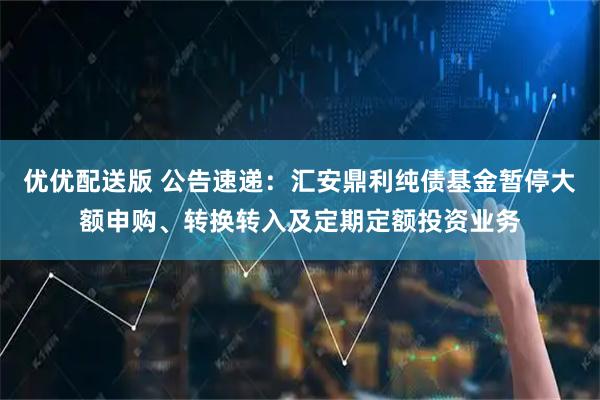 优优配送版 公告速递：汇安鼎利纯债基金暂停大额申购、转换转入及定期定额投资业务